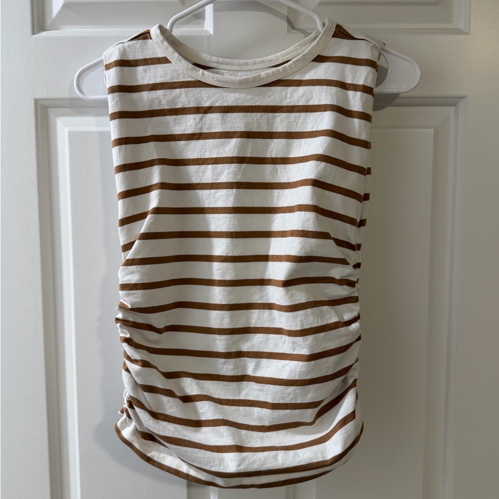 LOFT Cream and Brown Striped Tank